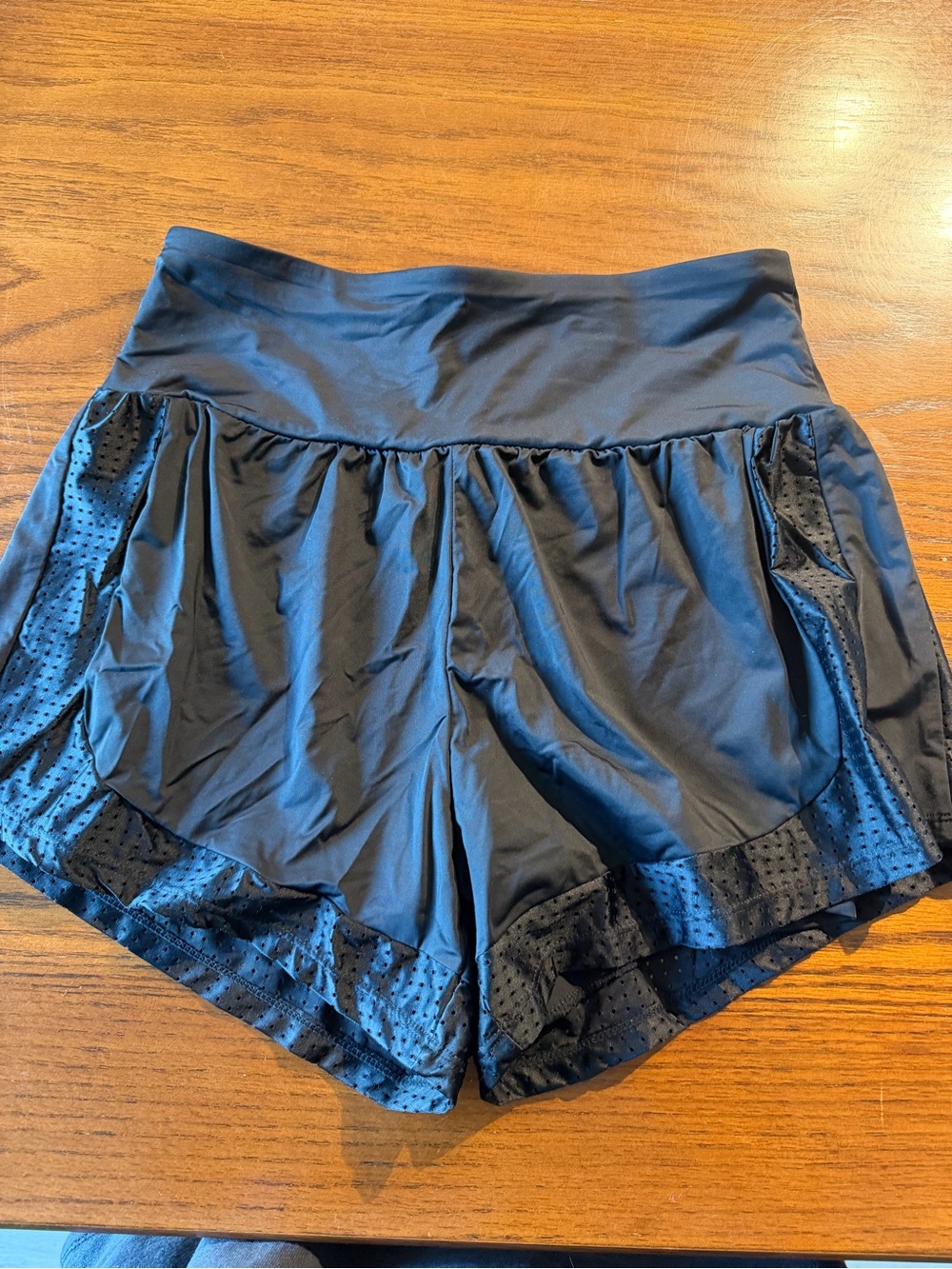 Women's Halara Black Athletic Shorts with Mesh Trim